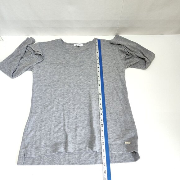 Calvin Klein Sweater Pullover Ruffle Shoulders Gray Knit Small Chest Measure 38" - Picture 7 of 7
